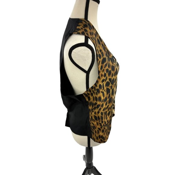 Vintage Vest N.Y.C Womens Leopard Print Button Front M/L Polyester 80s 90s - Picture 6 of 6